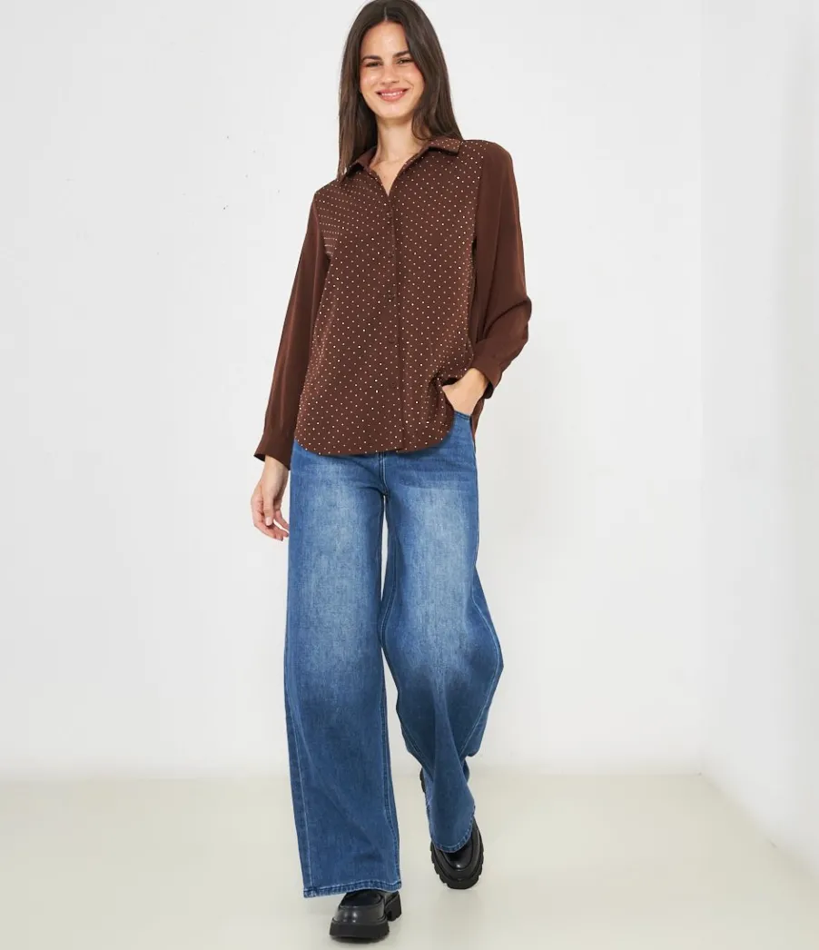 Zuiki Camicia con strass frontali Hot