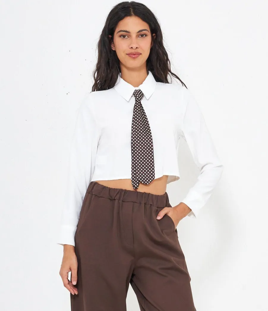 Zuiki Camicia crop con cravatta New