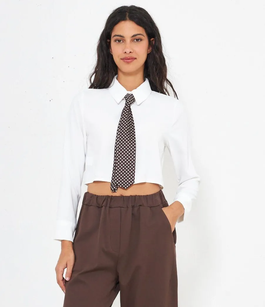 Zuiki Camicia crop con cravatta New