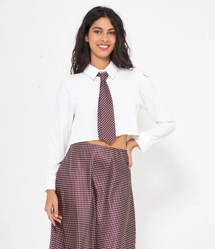 Zuiki Camicia crop con cravatta New