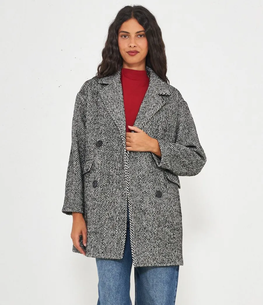 Zuiki Cappotto in misto lana Nero Discount