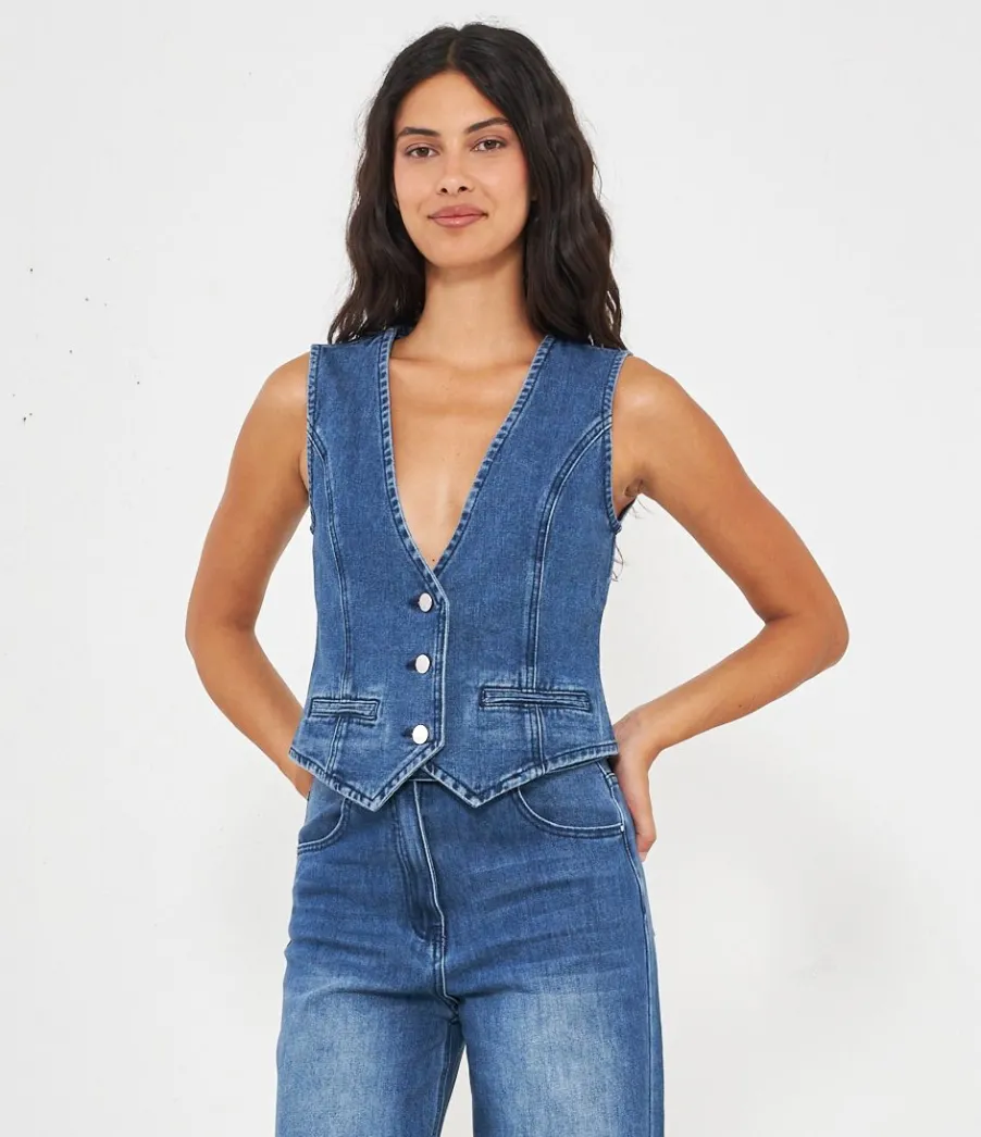 Zuiki Gilet in denim