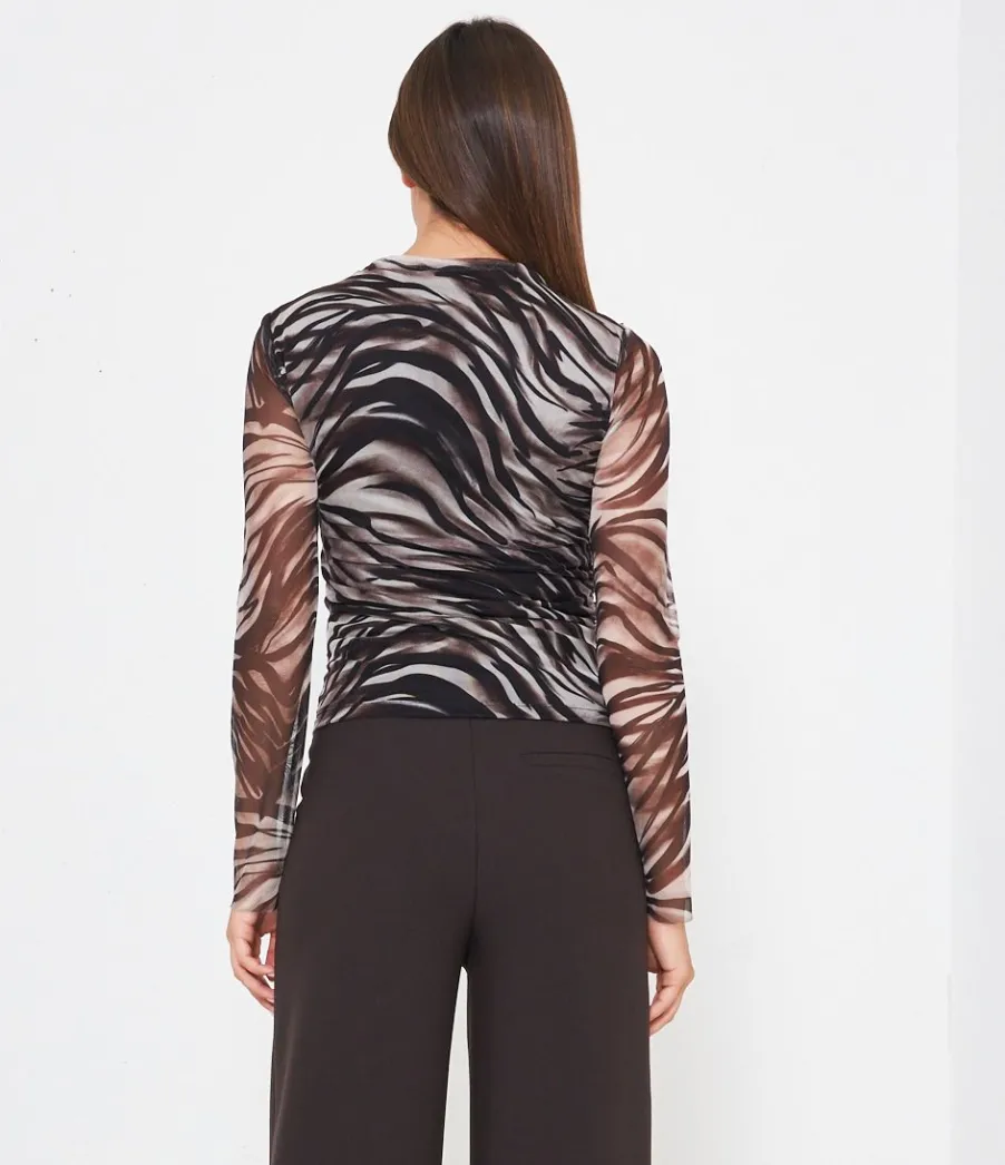 Zuiki Maglia in tulle stampato Moro Outlet