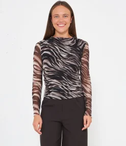 Zuiki Maglia in tulle stampato Moro Outlet