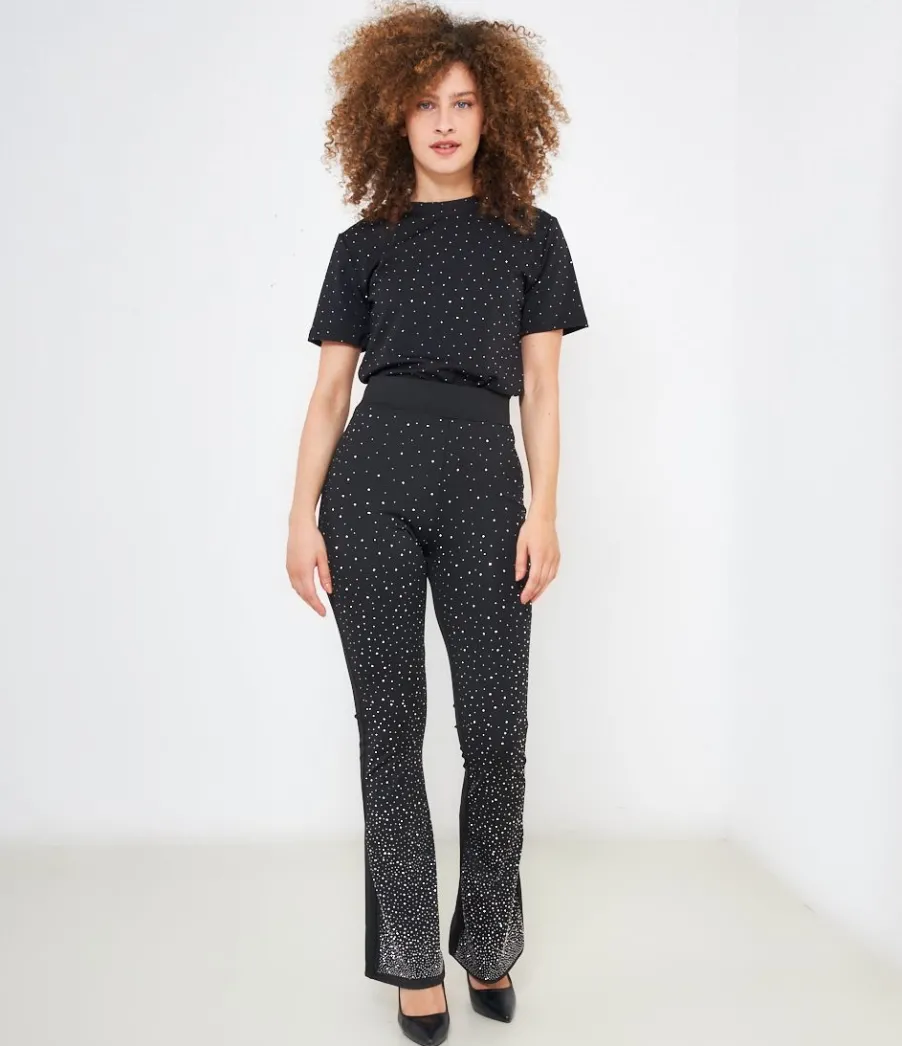 Zuiki Pantaloni con strass Nero New
