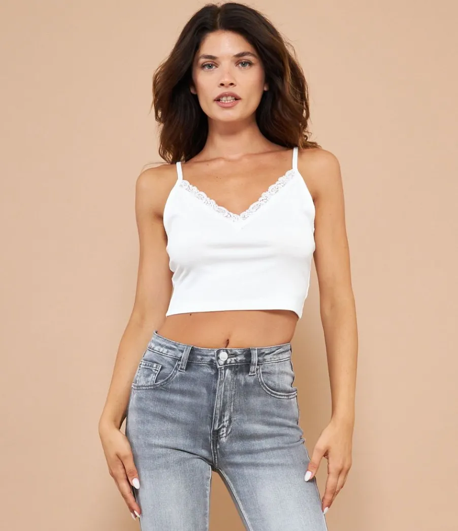 Zuiki Top crop con pizzo Outlet