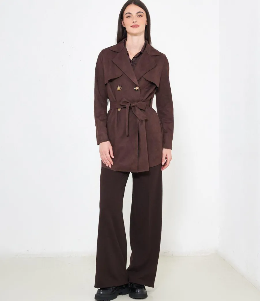Zuiki Trench effetto camoscio Discount