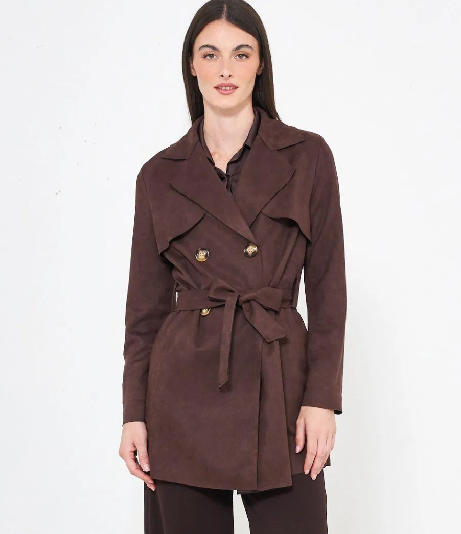 Zuiki Trench effetto camoscio Discount