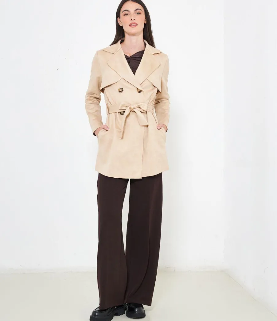 Zuiki Trench effetto camoscio Discount