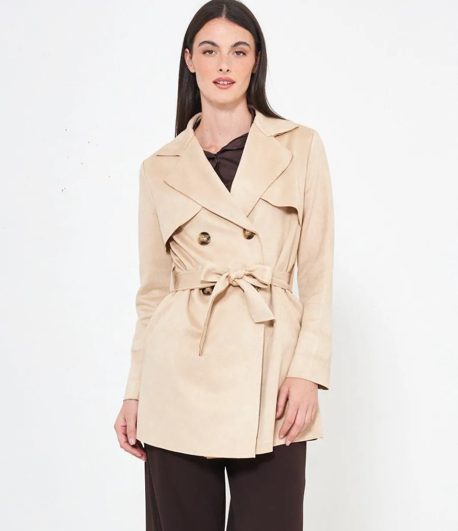 Zuiki Trench effetto camoscio Discount