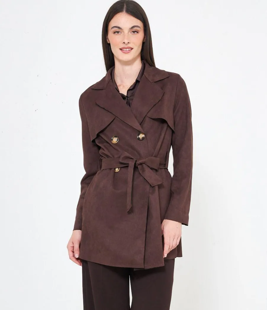 Zuiki Trench effetto camoscio Discount