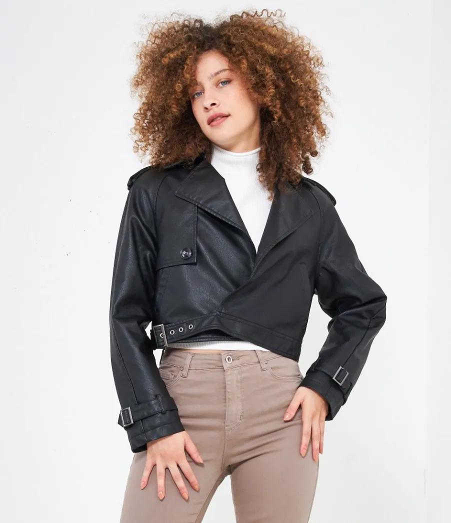 Zuiki Trench effetto pelle New
