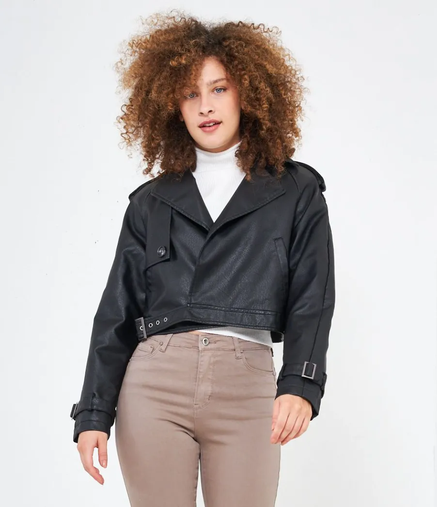 Zuiki Trench effetto pelle New