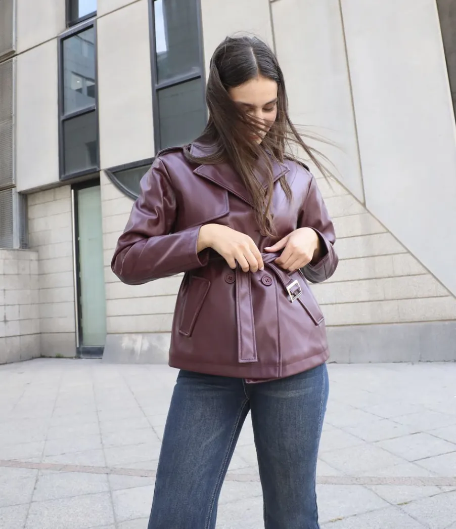 Zuiki Trench effetto pelle Online