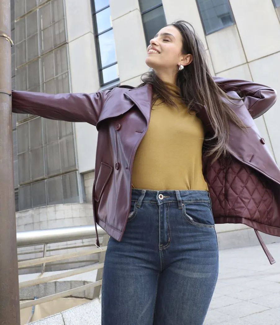 Zuiki Trench effetto pelle Online