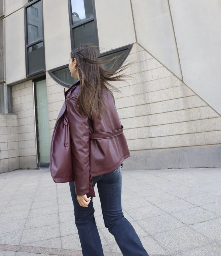 Zuiki Trench effetto pelle Online