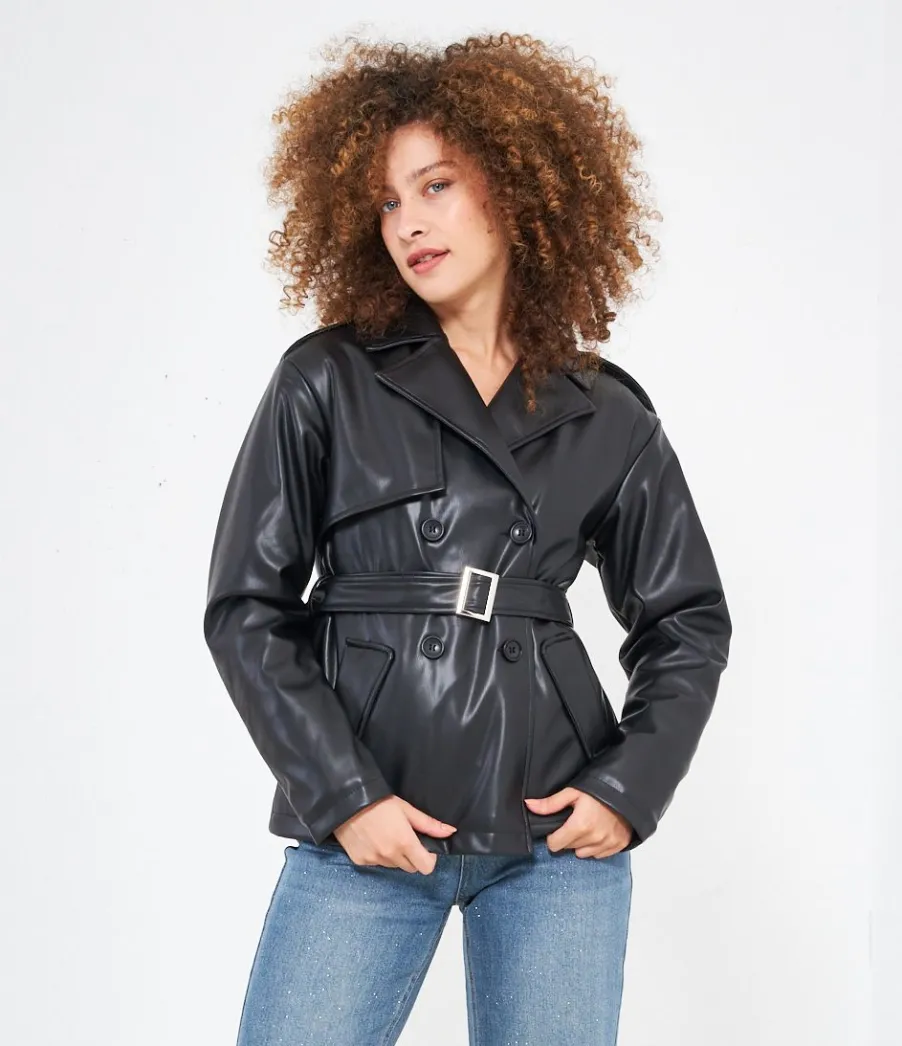 Zuiki Trench effetto pelle Online