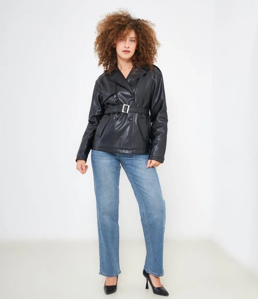 Zuiki Trench effetto pelle Online