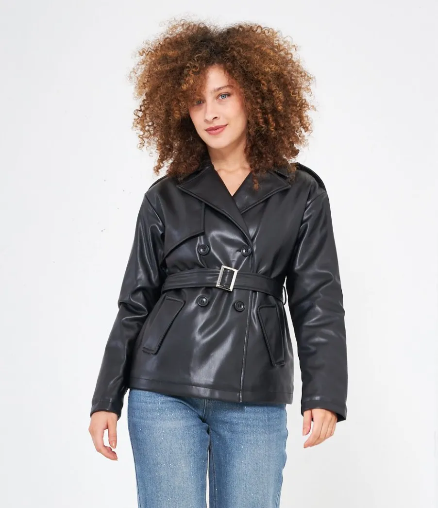 Zuiki Trench effetto pelle Online